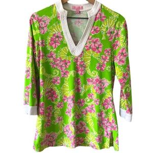 Lilly Pulitzer Limeade Floaters 3/4 Sleeve Tunic Top Size S